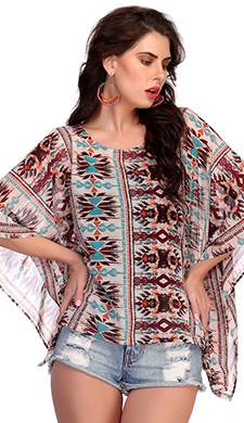 Crepe Off White Western Wear Top