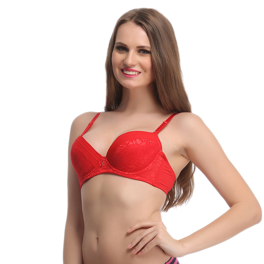 Buy Push Up Balconette Bra In Light Red With Detachable Straps Online India Best Prices Cod 