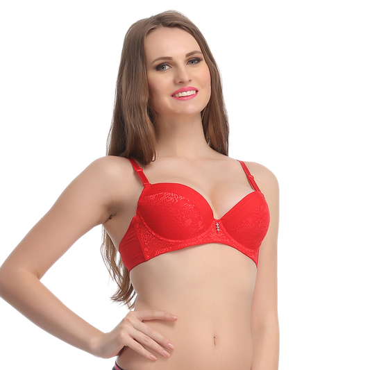 Buy Push Up Bra In Light Red With Detachable Straps Online