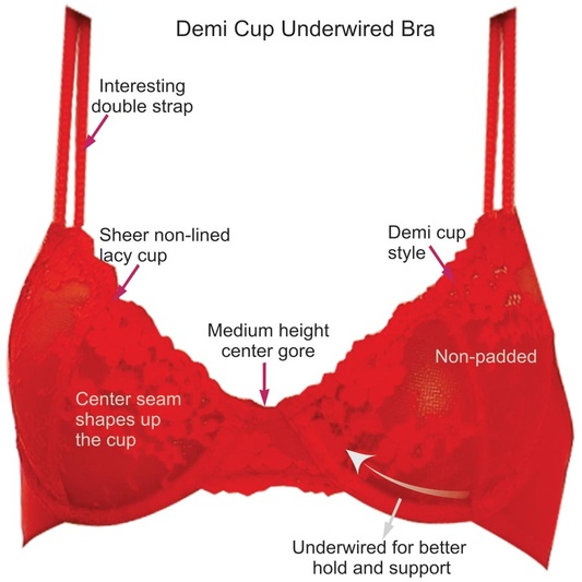 Set Of Bra And Panty Sexy Non Padded Underwired Bra And Panty In Red