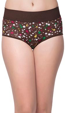 Cotton Printed High Waist Tummy Tucking Bikini - Brown