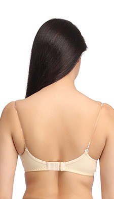 Cotton Rich Non-Padded Non-Wired Bra with Detachable Straps - Beige