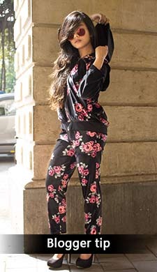 Floral Print Top & Pyjama Set with Hood - Black