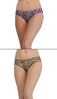 Set Of 2 Cotton Rich Low Waist Bikini With Medium Coverage - 48989