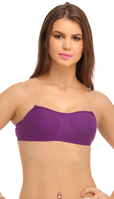 Non-padded Wirefree Tube Bra With Detachable Straps - Purple