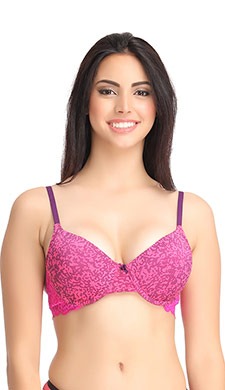 Underwired Push-up Demi Cup Bra - Pink