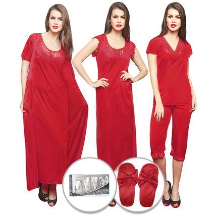 9 Pc Nightwear Set - Red